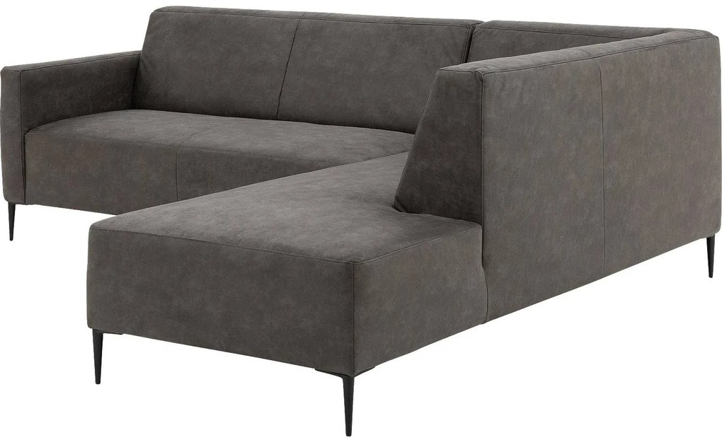 Goossens Key West antraciet, micro leer, 2,5-zits, modern design met ligelement rechts