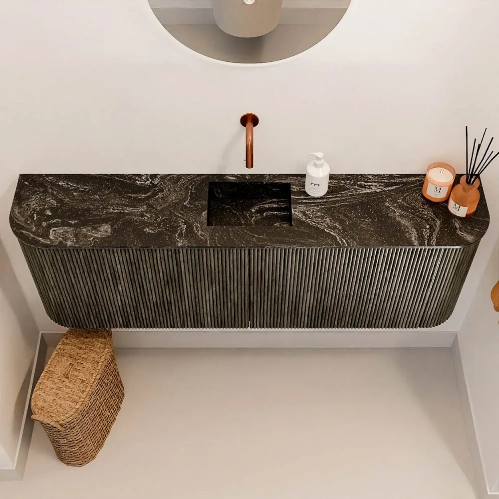 Mondiaz Joya DLux 125cm toiletmeubel ronding links/rechts shadow met wastafel faye midden zonder kraangat lava