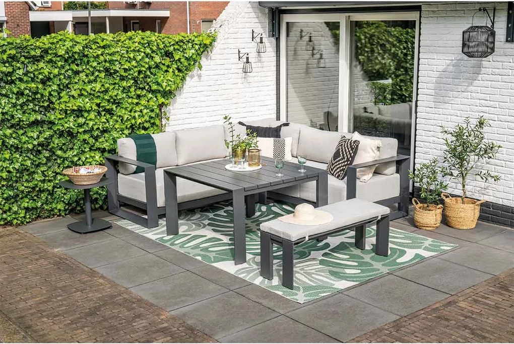 Garden Impressions Malakka loungebank 3-delig - donker grijs
