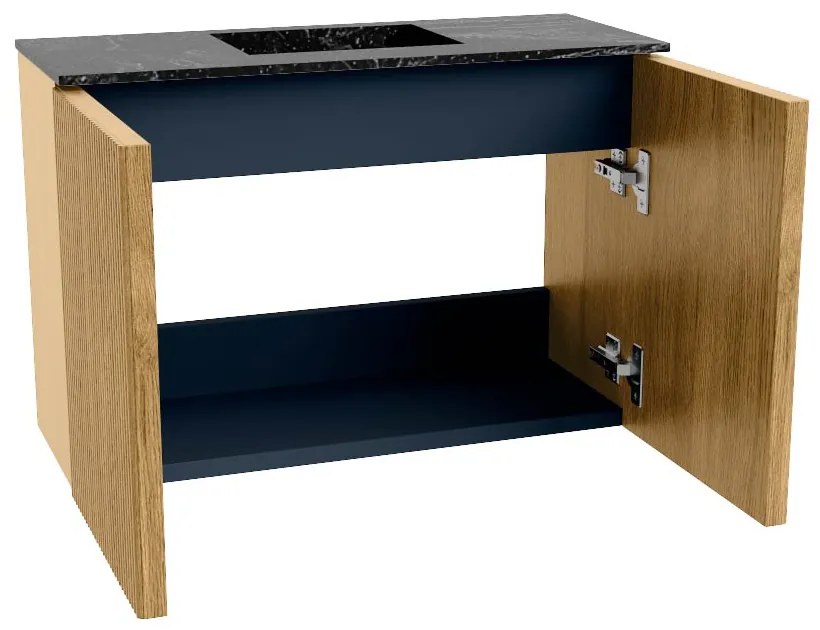 Mondiaz Joya DLux 60cm toiletmeubel oak met wastafel faye midden zonder kraangat lava