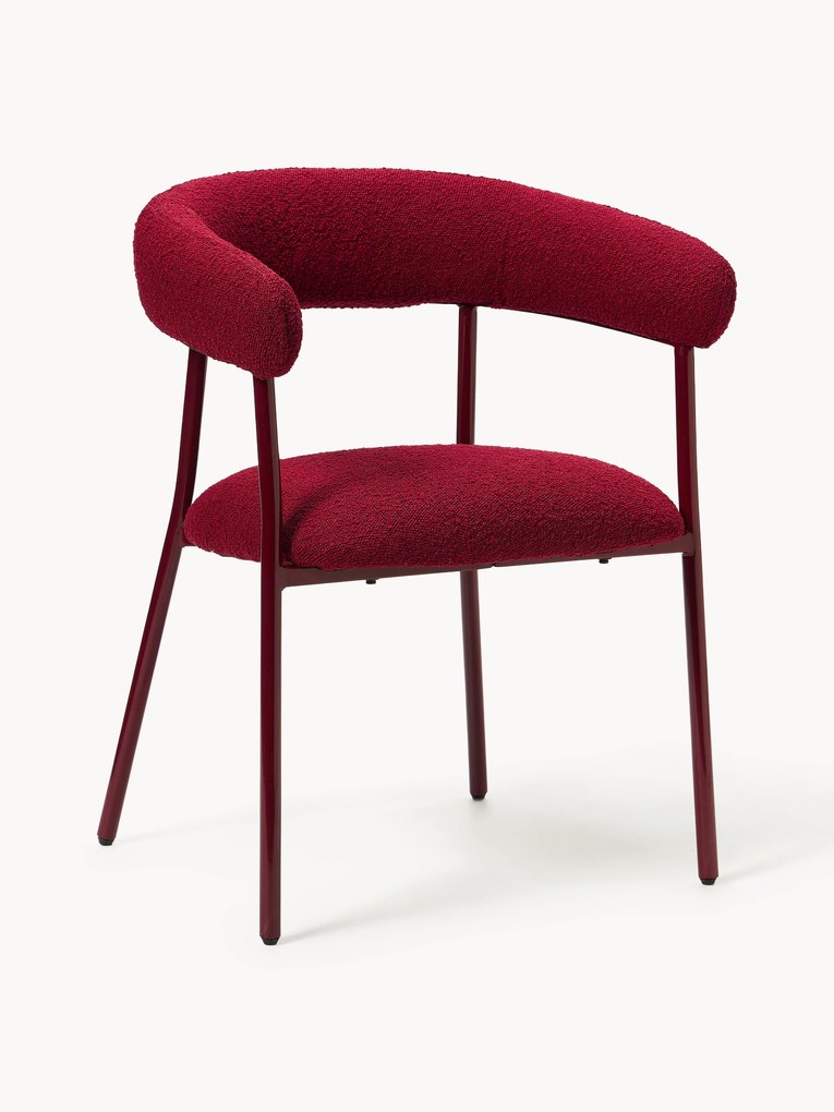 Bouclé eetstoelen Thiago met armleuningen, 2-delig