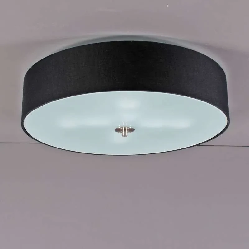 Stoffen Landelijke plafondlamp zwart 50 cm - Drum Modern, Landelijk / Rustiek E27 rond Binnenverlichting Lamp