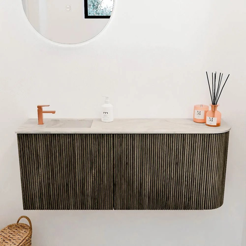 Mondiaz Joya DLux 100cm toiletmeubel ronding rechts shadow met wastafel faye links 1 kraangat ostra