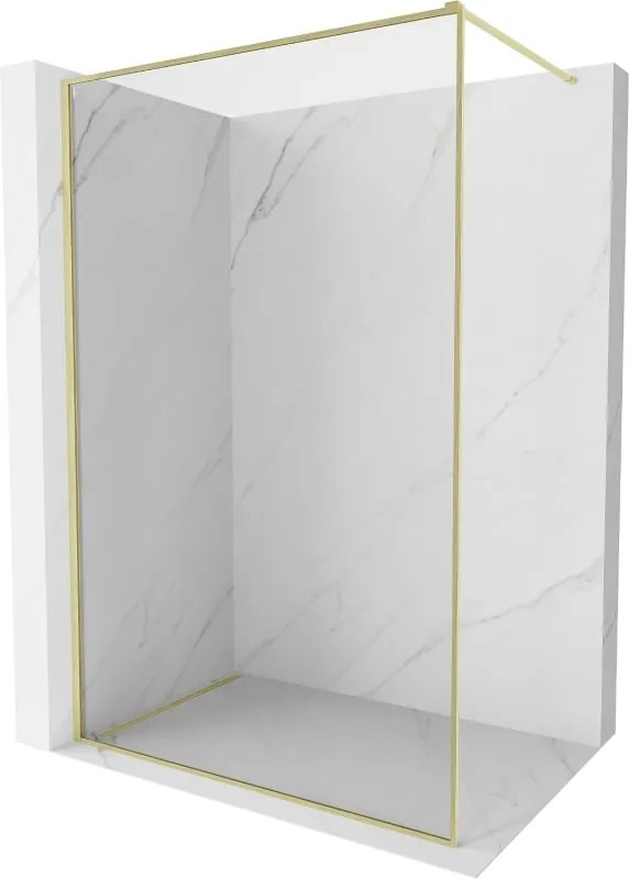Mexen Kioto-F douchewand Walk-in met frame 95 x 202 cm, transparant 8 mm, goud geborsteld - 800-095-104-55-00