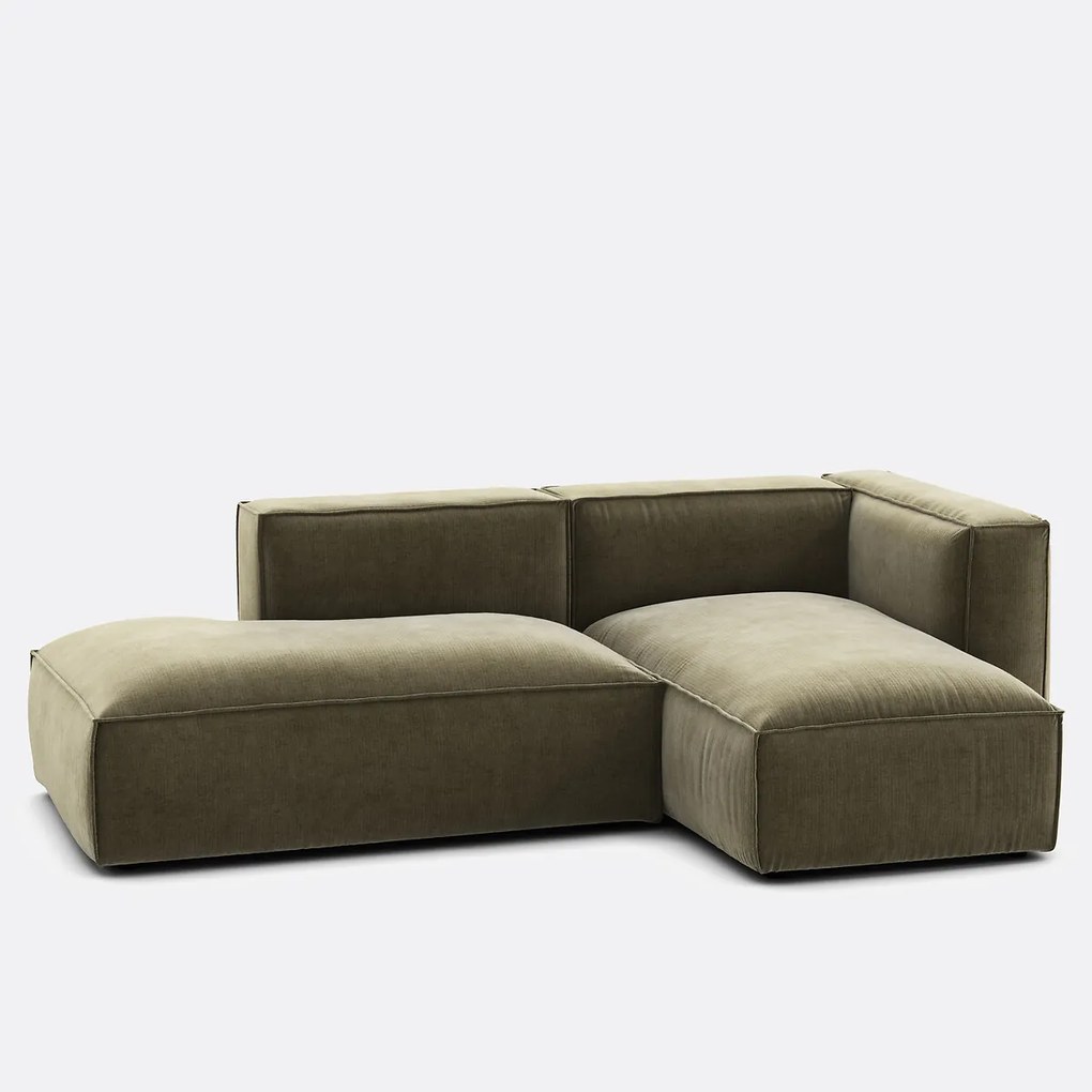 Rechthoekige bank in vintage fluweel Seven