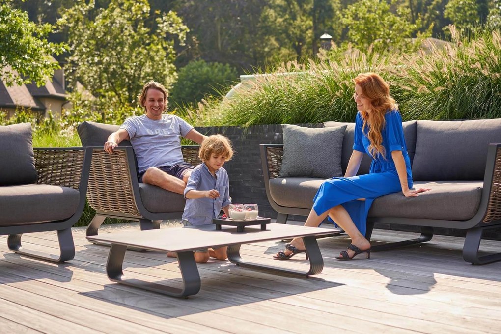 Stoel en Bank Loungeset 4 personen Aluminium/wicker Grijs Santika Furniture Santika Tika