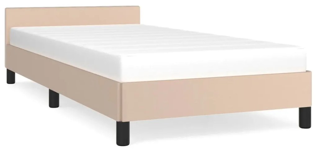 vidaXL Bedframe met hoofdbord kunstleer cappucinnokleurig 80x200 cm