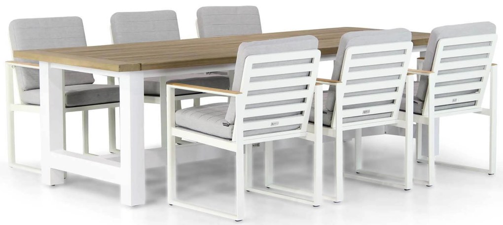 Tuinset 6 personen 260 cm Aluminium Wit Santika Furniture Soray