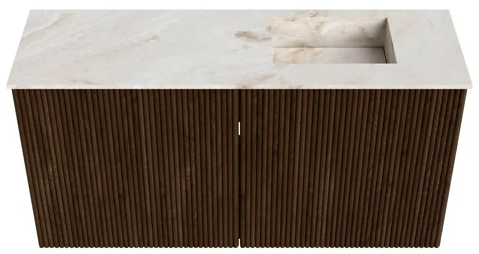 Mondiaz Joya DLux 80cm toiletmeubel walnut met wastafel faye rechts 1 kraangat frappe