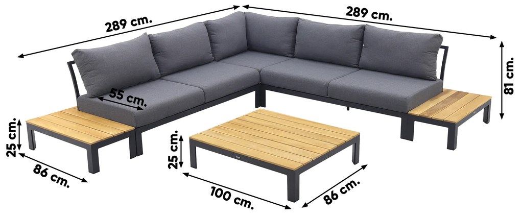 Avalounge loungeset - Aluminium/teakhout - 2-delig