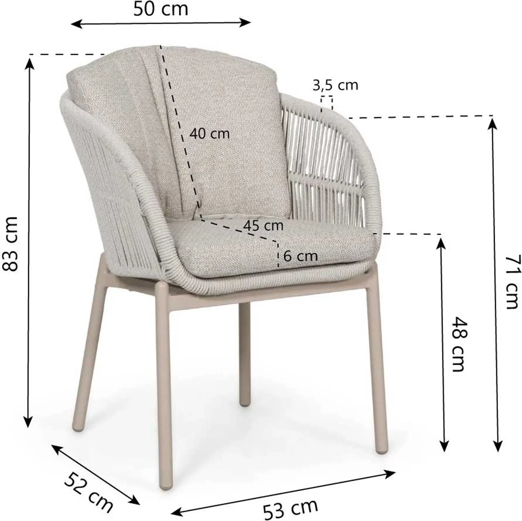 Tuinset Ronde Tuintafel 4 personen 125 cm Rope Zand/Beige Lifestyle Garden Furniture Monaco/Ancona