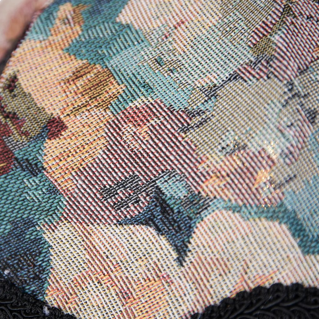 Hanglamp zwart met bloemen kap en witte binnenkant 31,5cm 3-lichts - Cava