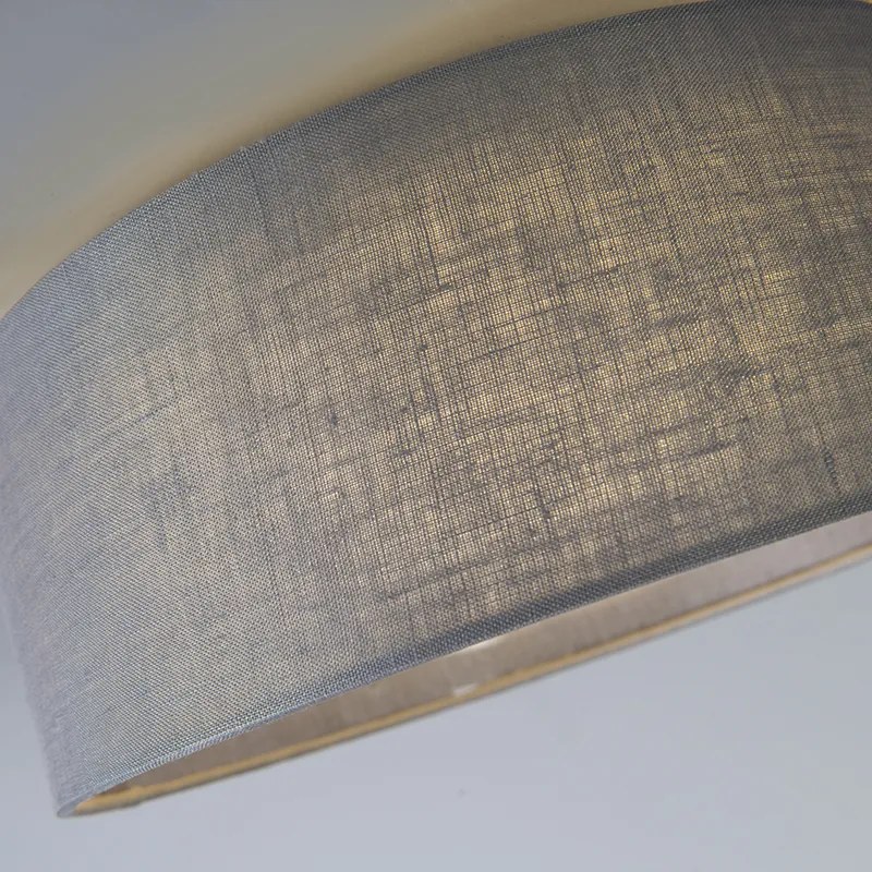 Stoffen Plafondlamp grijs 28 cm incl. LED - Drum Combi Modern rond Binnenverlichting Lamp