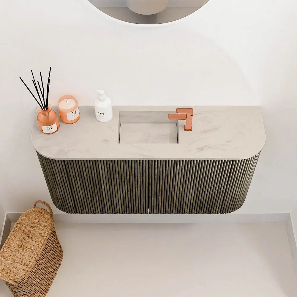 Mondiaz Joya DLux 85cm toiletmeubel ronding links/rechts shadow met wastafel faye midden 1 kraangat opalo