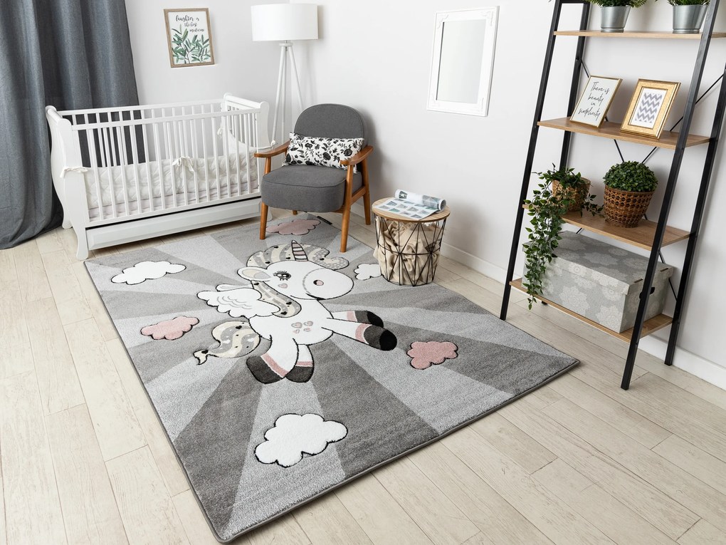 Tapijt PETIT UNICORN EENHOORN grijskleuring
