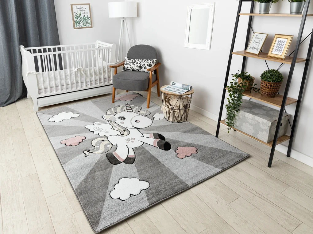 Tapijt PETIT UNICORN EENHOORN grijskleuring