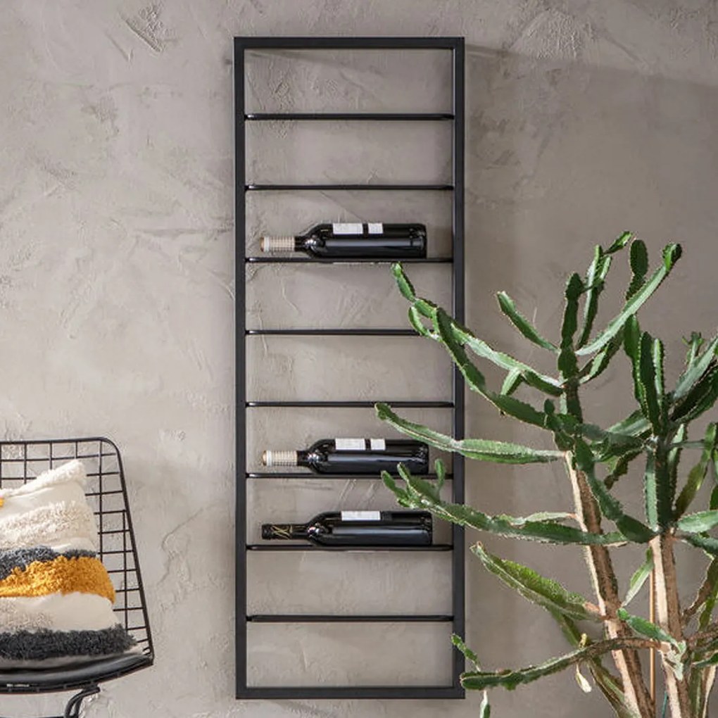 Kare Design Bistro Zwart Wijnrek Hangend - 42x6x120cm.