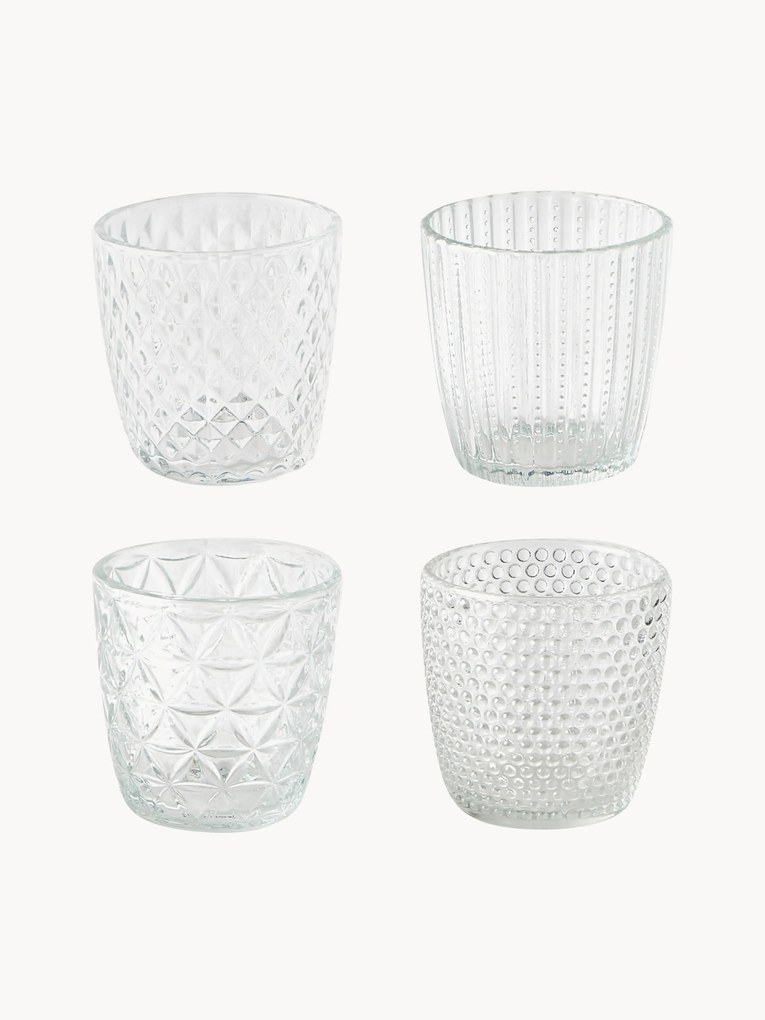 Waxinelichthouder Marilu van glas, set van 4