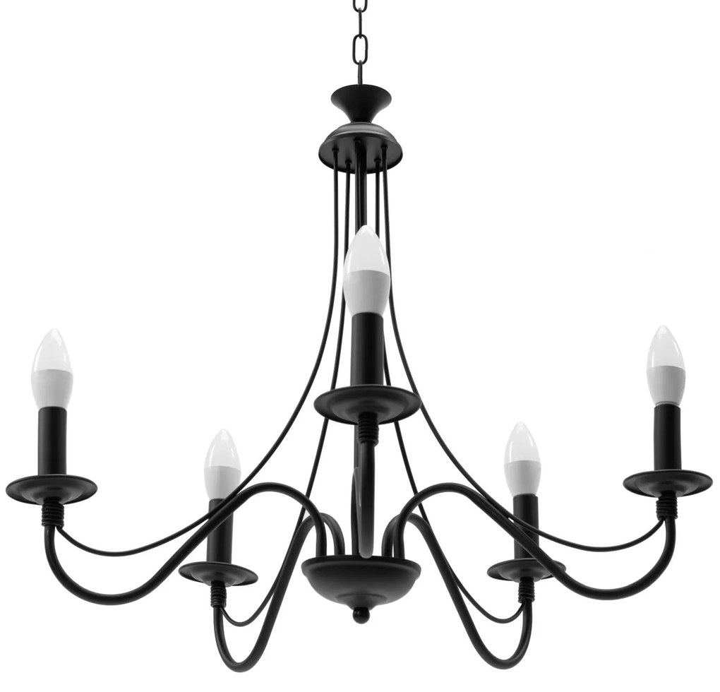 De Plafondlamp Hangend Rustiek Zwart APP647-5CP