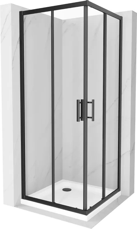 Mexen Rio vierkante douchecabine 90 x 90 cm, transparant, zwart + Flat douchebak, wit - 860-090-090-70-00-4010B