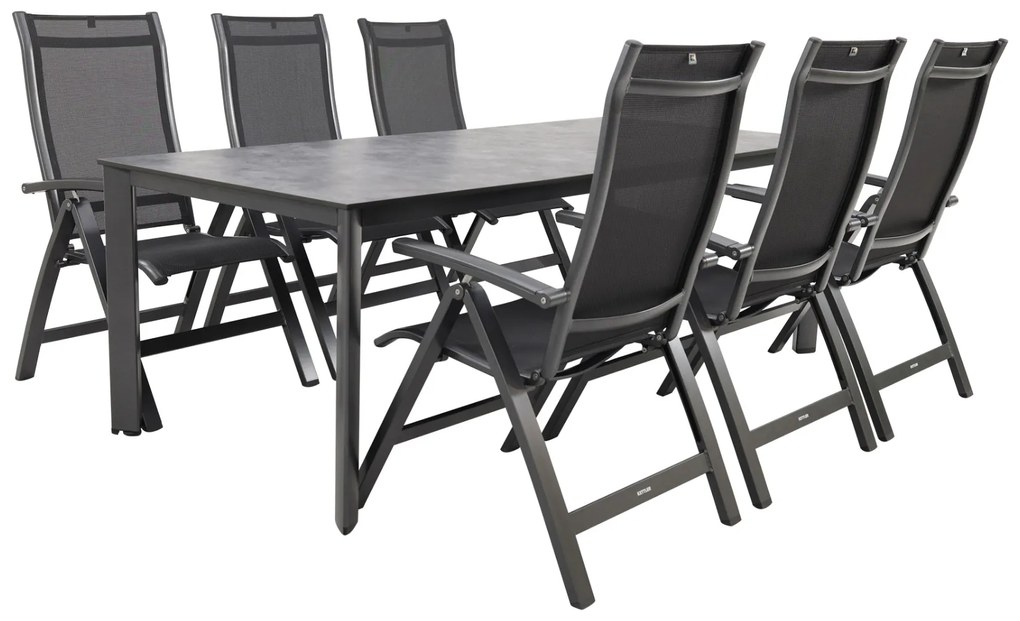 Kettler Altura/Edge verstelbare aluminium tuinset voor 6 personen 220x95 cm. - Antraciet