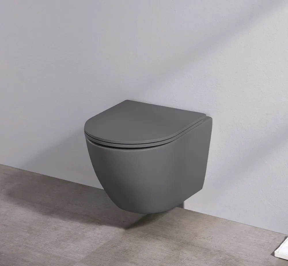 Saniclear Itsie mat antraciete toiletpot randloos met softclose zitting