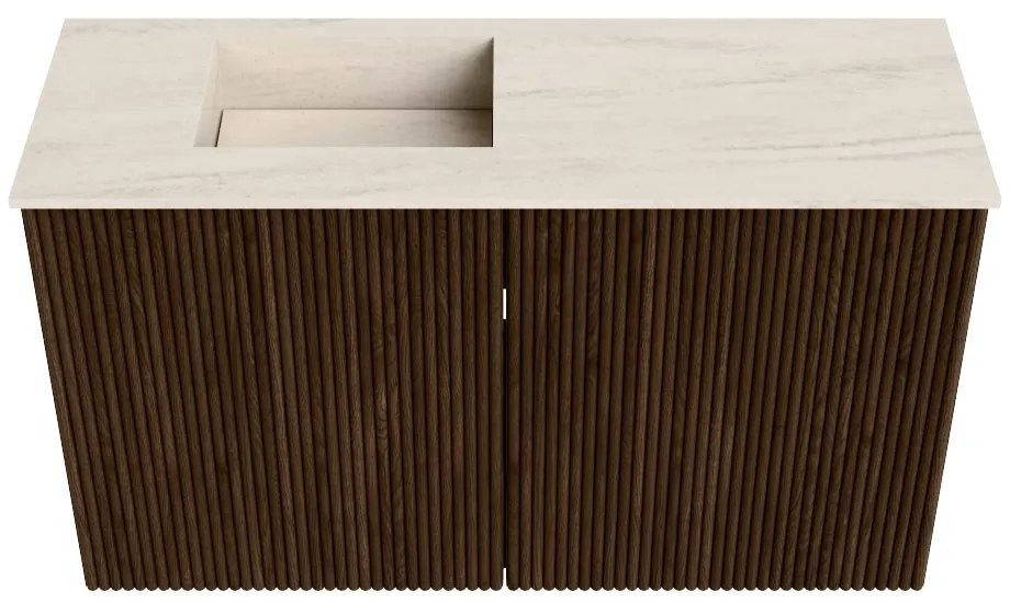 Mondiaz Joya DLux 70cm toiletmeubel walnut met wastafel faye links 1 kraangat meli