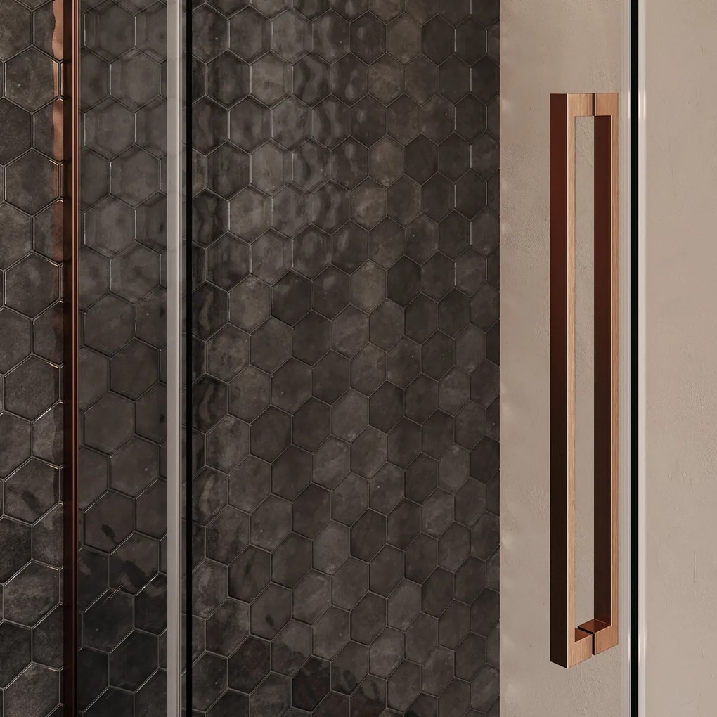 Brauer Stellar douchecabine met draaideur 100x80cm koper geborsteld PVD