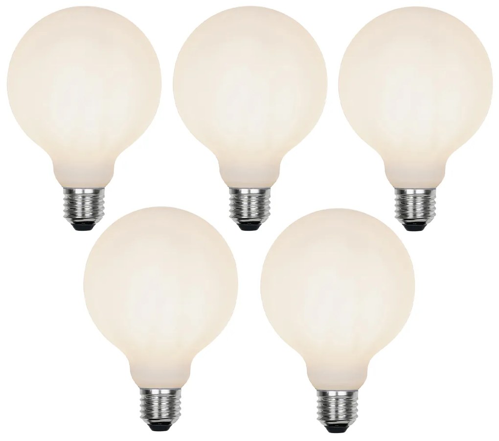 Set van 5 E27 3-staps dimbare LED lamp G95 mat 5W 550 lm 2700K