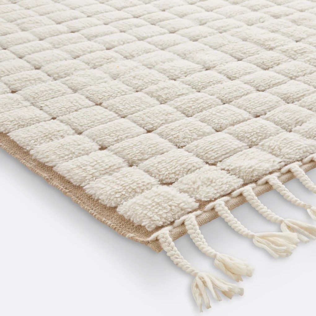 Vloerkleed in wol met dambordmotief, Ladama