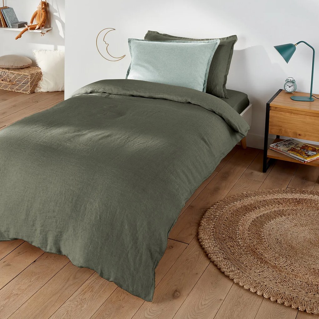 Hoeslaken in gewassen linnen, omslag 30 cm, Linot