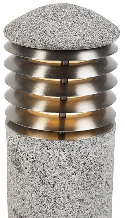 Buitenlamp graniet met grondpin en kabelmof 40cm IP55 - Happy Modern E27 Buitenverlichting Steen / Beton