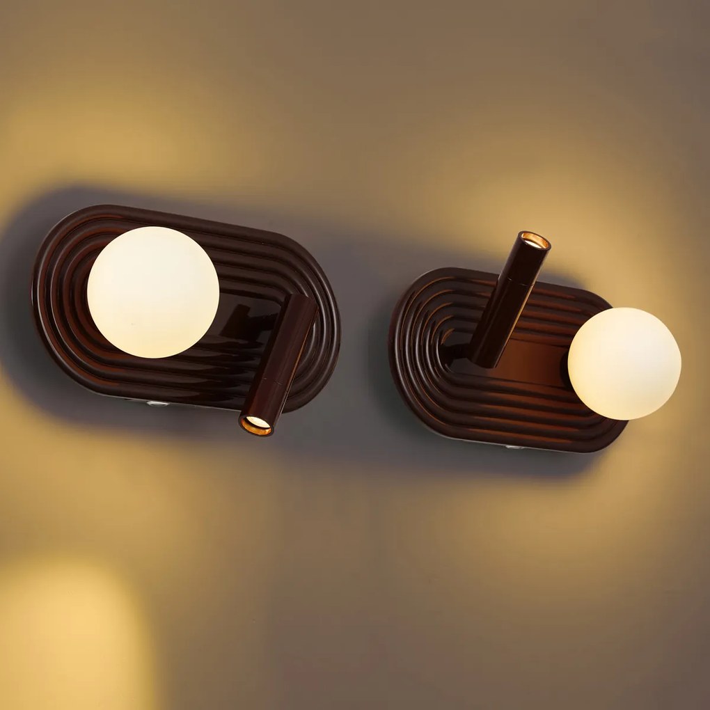Set van 2 retro wandlampen bruin incl. LED 3-staps dimbaar en USB-C - Lila