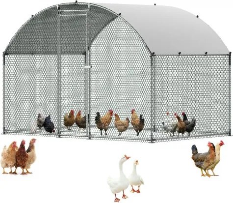 VEVOR kippenhok, 3x2x2 m, inloopren met overkapping, kippenhok met dubbel dak en veiligheidsslot, eenden- en konijnenhok, pluimveeverblijf voor achtertuin, boerderij of erf