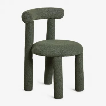 Set Van 4 Eetkamerstoelen In Bouclé Stof Gia Bouclé Leger Groen - Sklum