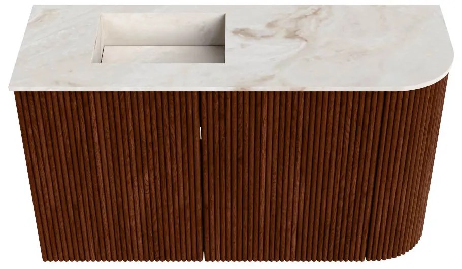 Mondiaz Joya DLux 70cm toiletmeubel ronding rechts ruby met wastafel faye links 1 kraangat frappe