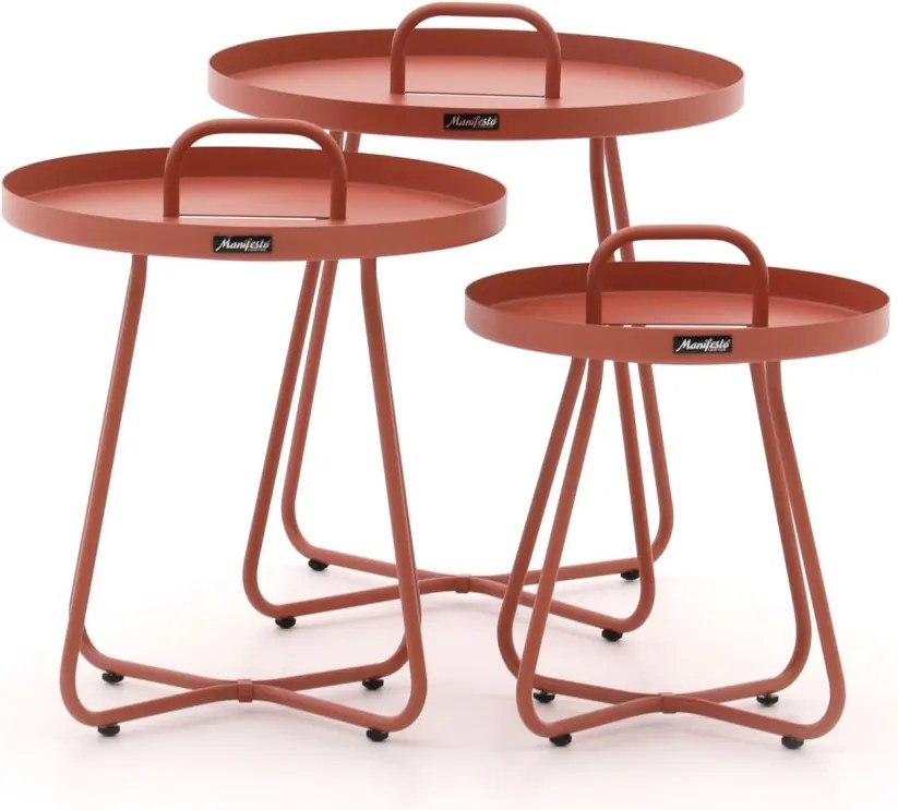 Bijzettafel tuin Manifesto  | Rond  | Tuintafel Aluminium | Ø50x50cm | 3-delig | Kees Smit Tuinmeubelen