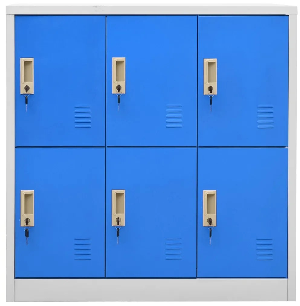 vidaXL Lockerkast 90x45x92,5 cm staal lichtgrijs en blauw