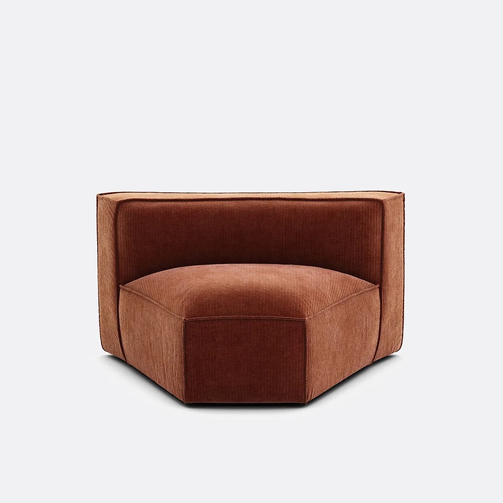 Open hoekelement voor modulaire bank, in vintage ribfluweel, SEVEN