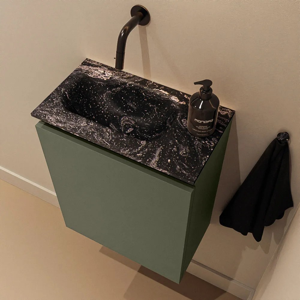 Mondiaz Ture DLux toiletmeubel 40cm army met wastafel lava links zonder kraangat