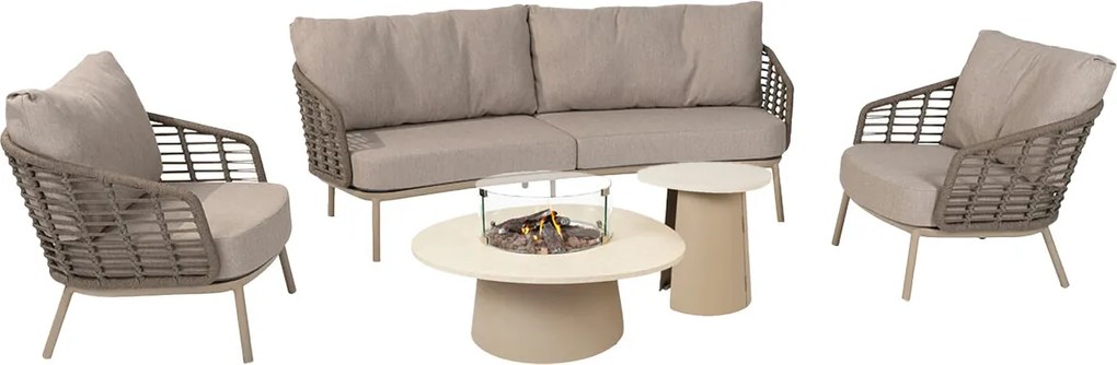 4 Seasons Puglia loungeset 5-delig - latte incl sfeerhaard