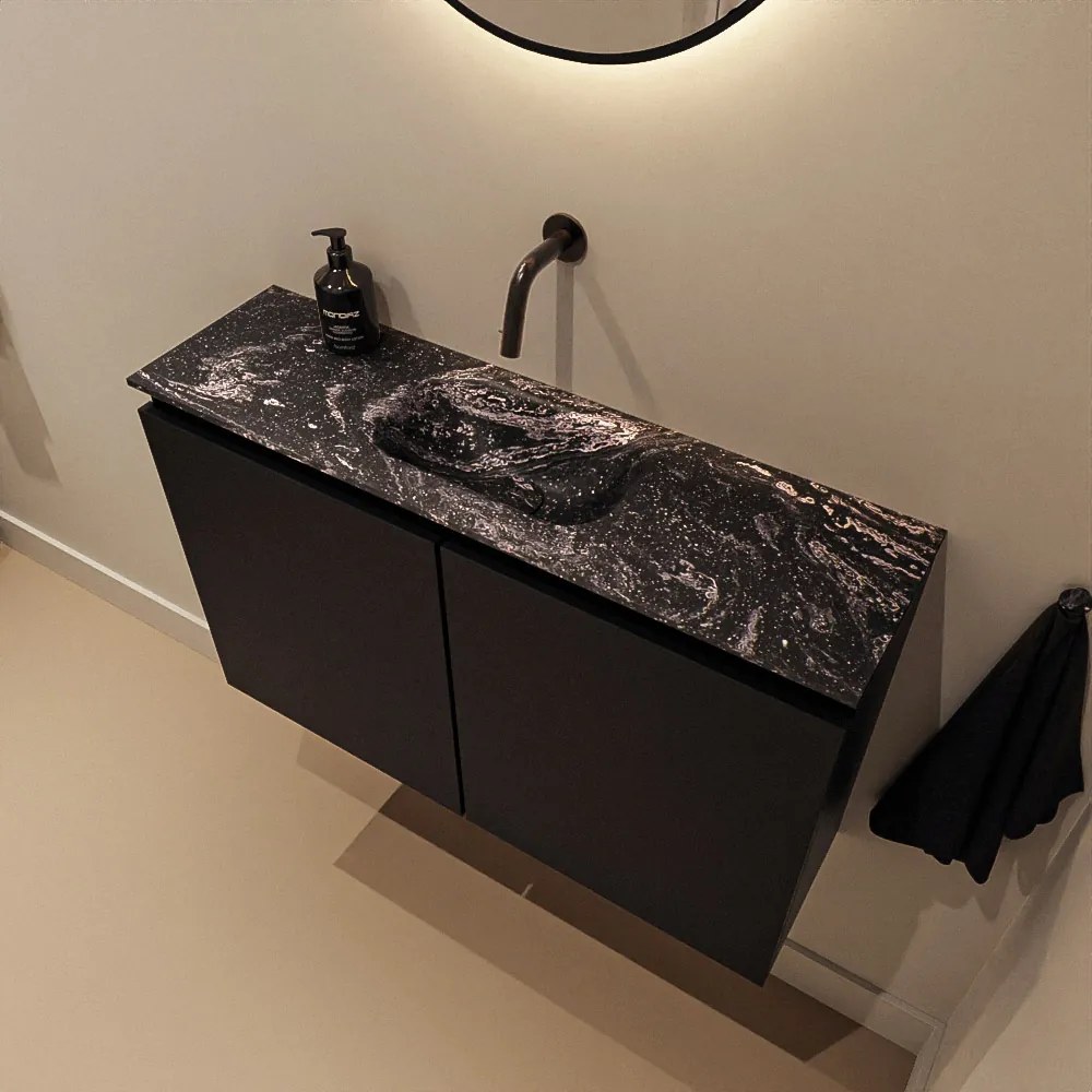 Mondiaz Ture DLux toiletmeubel 80cm urban met wastafel lava midden zonder kraangat