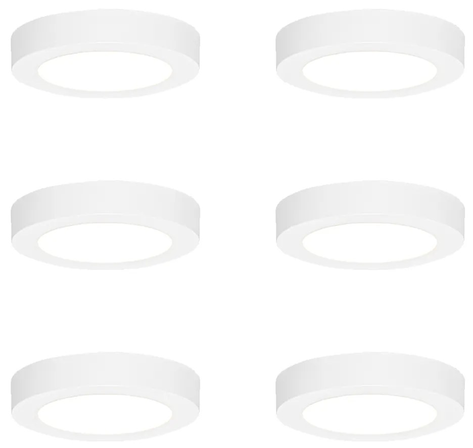 Set van 6 In- of opbouwspot wit 14 cm incl. LED 3 staps dim to warm met dipswitch - Trans