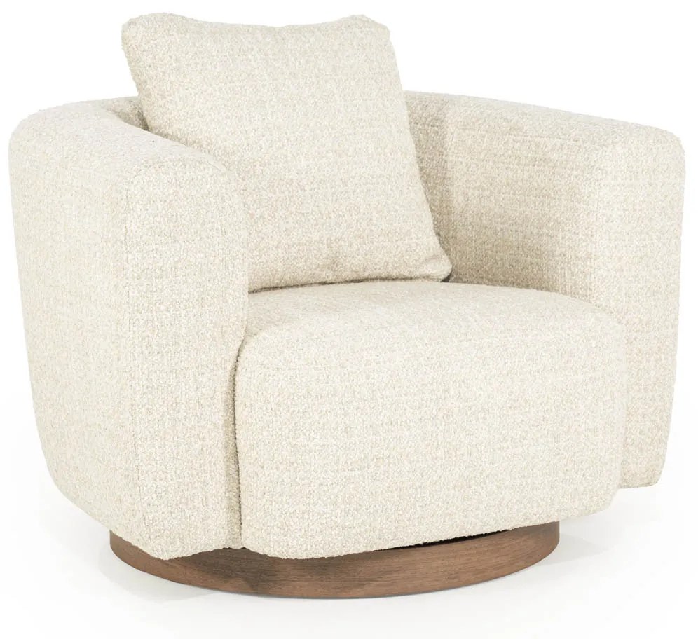 Draaibare Fauteuil Beige Met Walnoot Hout