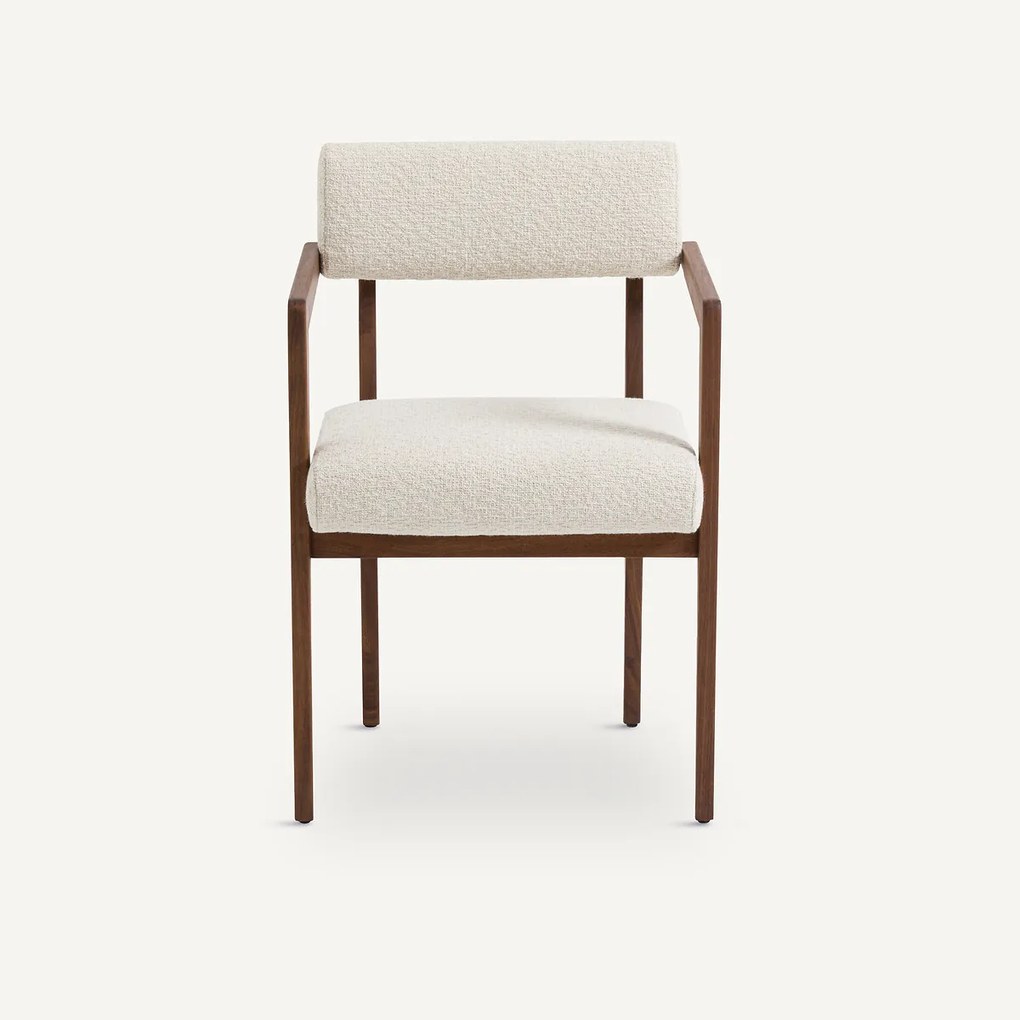 Tafelfauteuil in notenhout en bouclette, Izag
