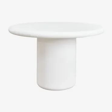 Ronde Tuintafel In Cement Namara Wit & Ø120 Cm - Sklum