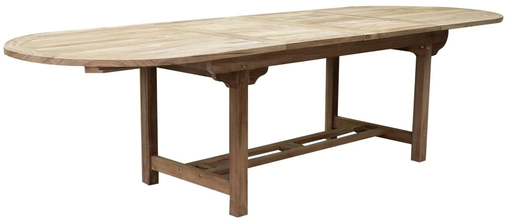 Ovaal 2 x uitschuifbare dining tuintafel 200-250-300x100xH78 cm teak zware uitvoering