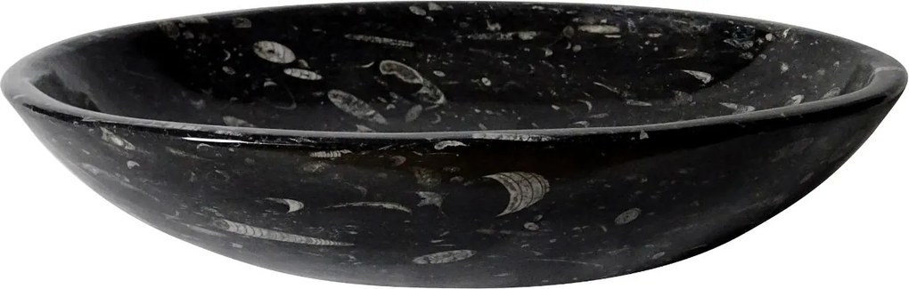 Zwart marmeren waskom | Eeuwenoud Orthoceras Fossiel | 43 x 55 x 11,5 cm