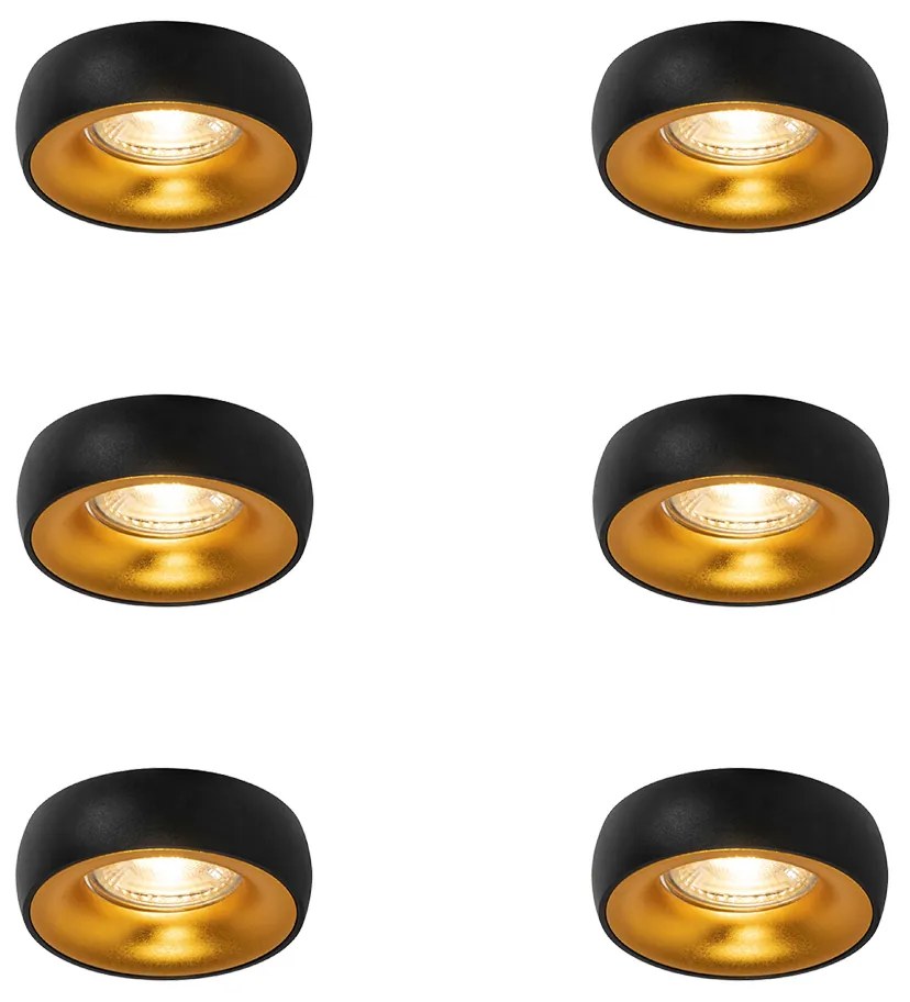 Set van 6 Design inbouwsport zwart met gouden binnenkant - Mooning