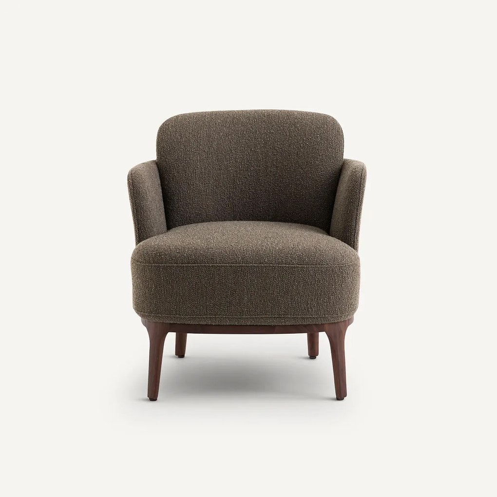 Fauteuil in notenhout en getextureerde stof, Jabote